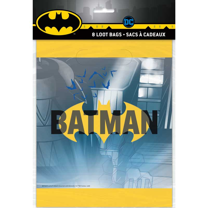 8 pack Batman Rogue Rage loot bags for superhero birthday party treats and favours