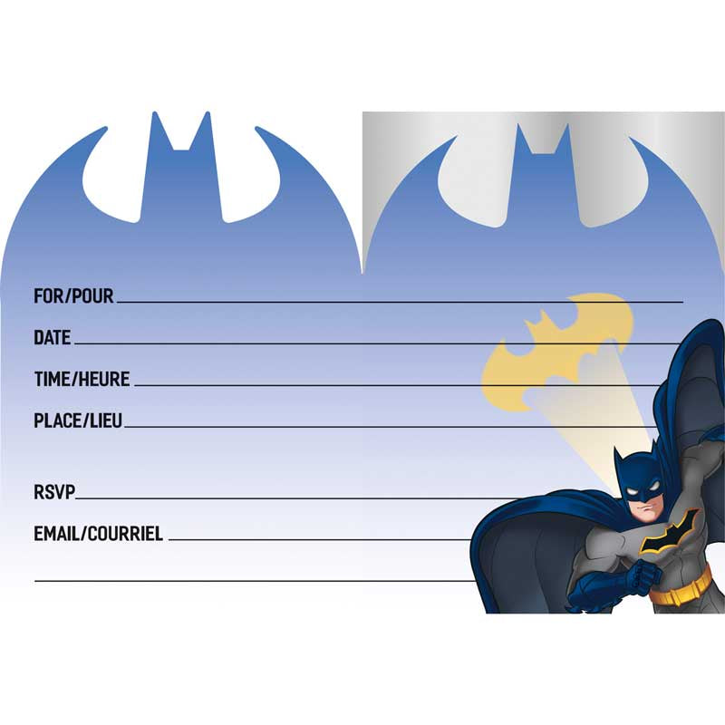 8 Batman Rogue Rage birthday invitations with superhero design for a themed party