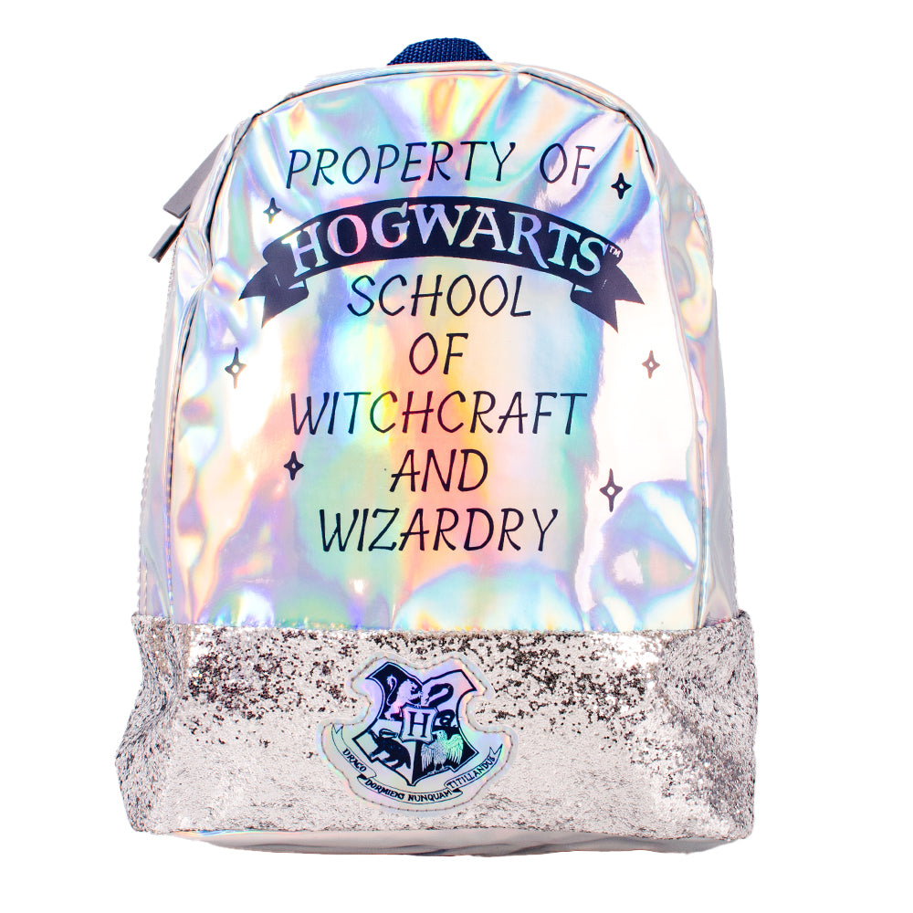 Hogwarts holographic backpack with sequin base and padded straps
