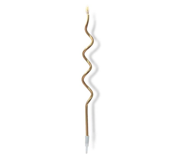 12pk Gold Curly Candles with Holders