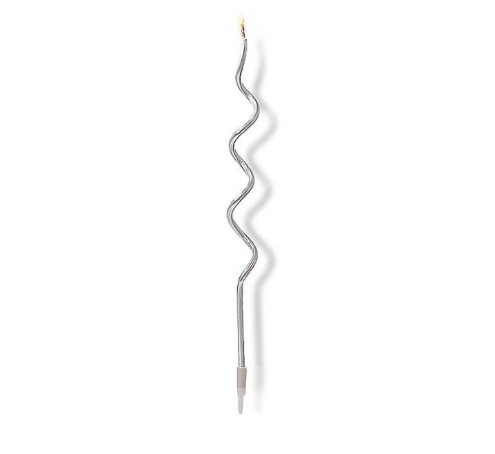 12pk silver curly candles with holders