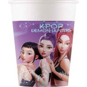 Pack of 8 K-Pop Demon Hunters 200ml paper cups with colourful themed character designs