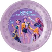 Pack of 4 reusable 21cm K-Pop Demon Hunters party plates with colourful character designs