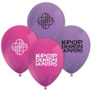Pack of 8 K-Pop Demon Hunters 11in latex balloons in pink and purple with printed designs