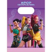 Pack of 4 K-Pop Demon Hunters paper party bags with colourful themed designs