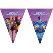 K-Pop Demon Hunters paper triangle flag banner with colourful themed character designs