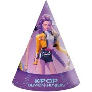 Pack of 6 K-Pop Demon Hunters paper party hats with colourful themed design