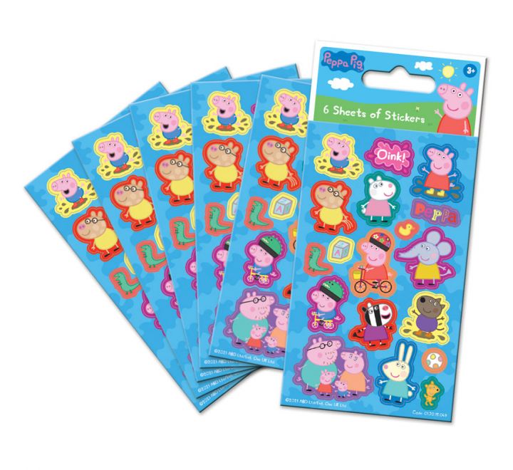 peppa pig blue sticker party packs with 6 sheets of stickers for kids party