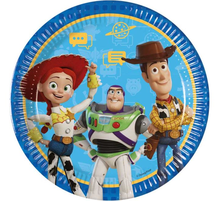 Pack of 8 Toy Story 5 23cm paper plates with colourful Disney Pixar character designs