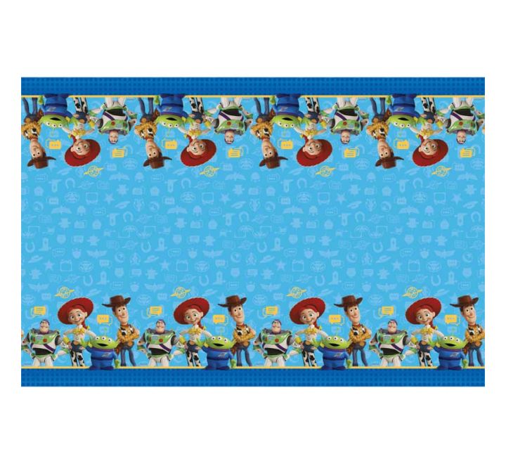 Toy Story 5 plastic tablecover measuring 1.8m x 1.2m with colourful Disney Pixar character design
