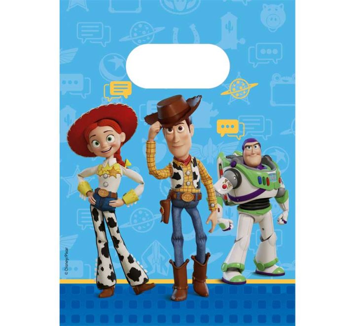 Toy Story 5 paper party bags with colourful Disney Pixar character designs – 4 pack