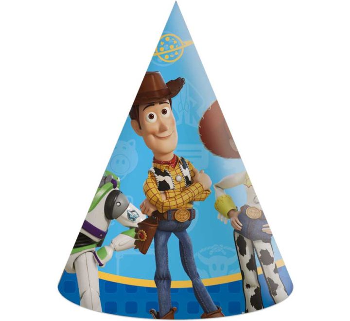 Pack of 6 Toy Story 5 paper party hats with colourful Disney Pixar character design