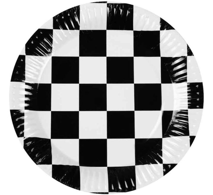 10pk23cm Chequered Flag Racing Paper Plates product photo