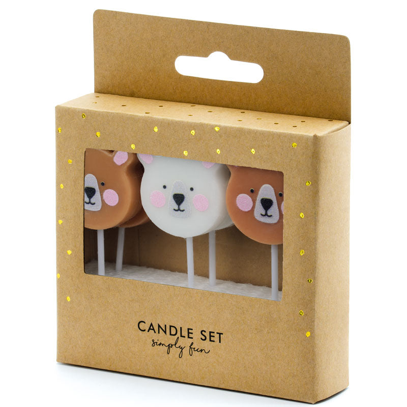 6 pack bear heads birthday pick candles for children's birthday cakes