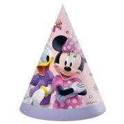 6pk Minnie Mouse Junior party hats with elastic straps for Disney birthday party