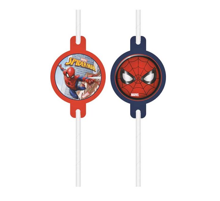 spider man crime fighter drinking straws party table accessory