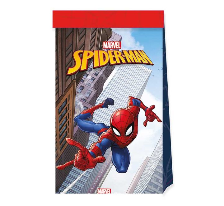 6 pack spider man crime fighter paper bags party supplies