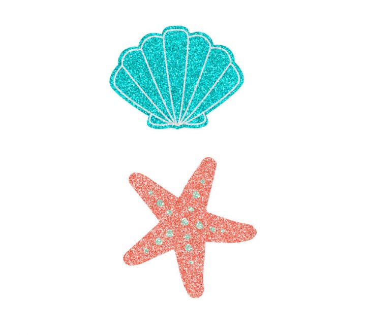 Mermaid glitter face stickers shell and starfish