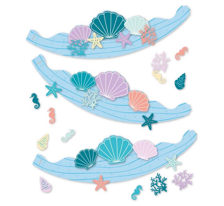 DIY mermaid crown kit with shells, coral and sea creatures