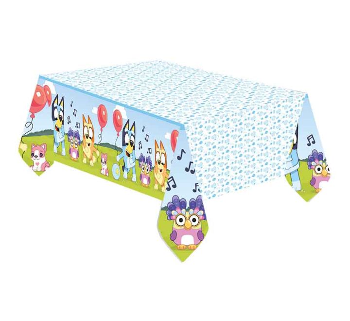 Bluey paper tablecover with colourful character designs
