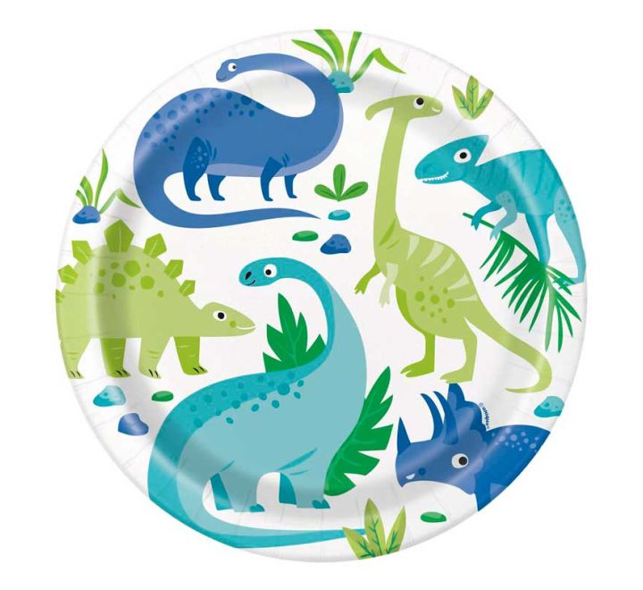 Blue Green Dinosaur Plates product photo