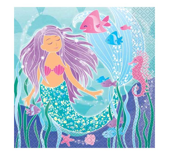 Under the sea themed mermaid paper napkin