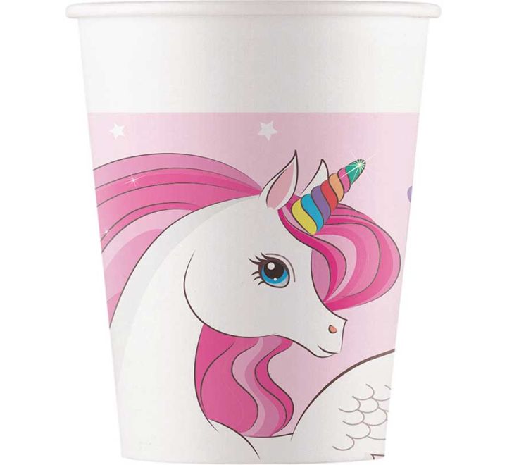Unicorn Rainbow Colours paper cups 200ml pack of 8