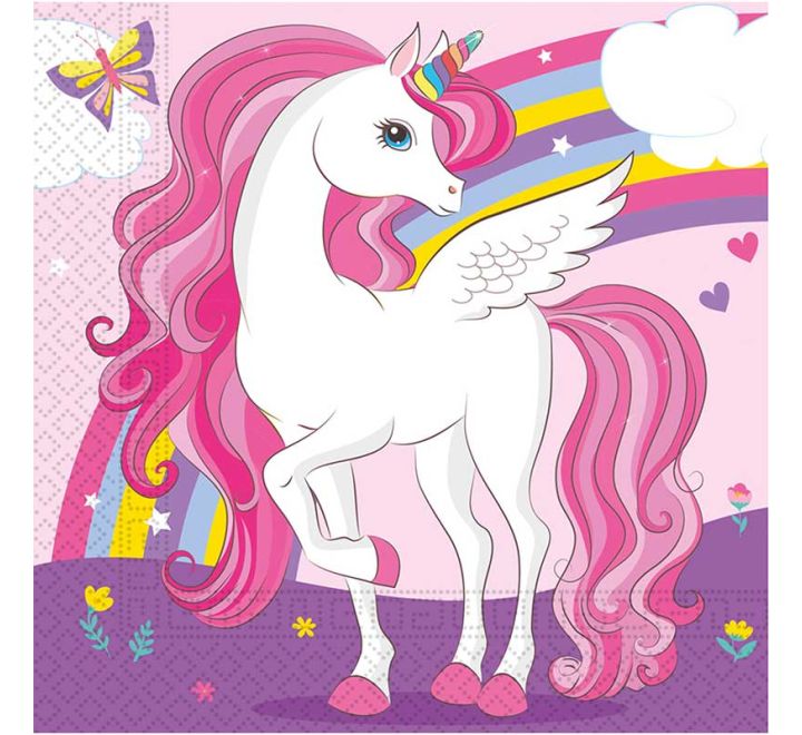 Unicorn Rainbow Colours napkins pack of 20