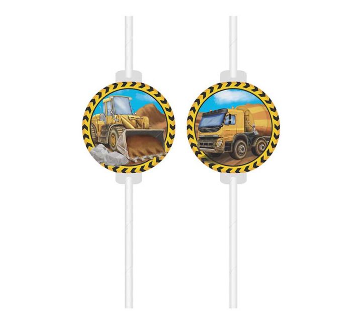 Construction Medallion Drinking Straws product photo