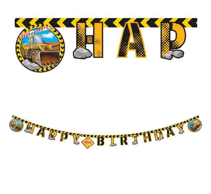 Construction Happy Birthday Banner product photo