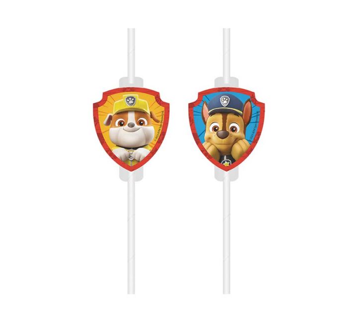 4 pack paw patrol rescue heroes drinking straws party table accessory