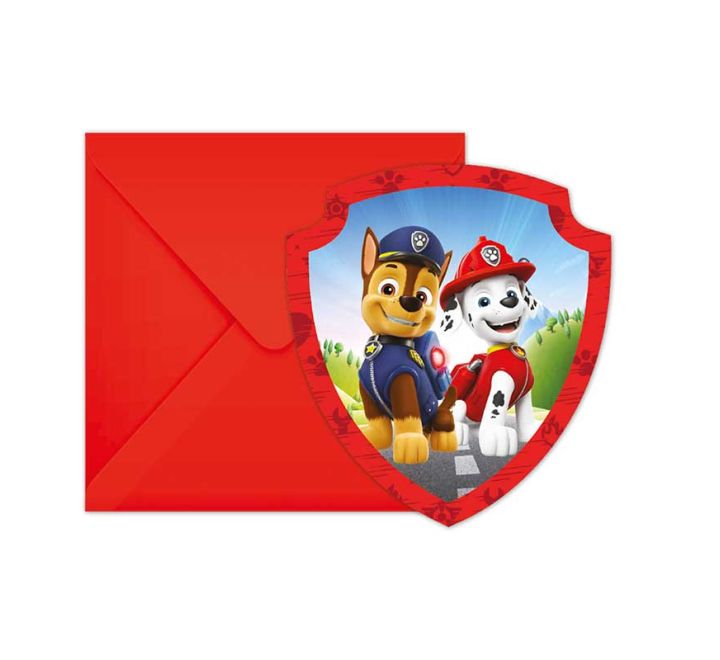 6 pack paw patrol rescue heroes invitations kids party stationery