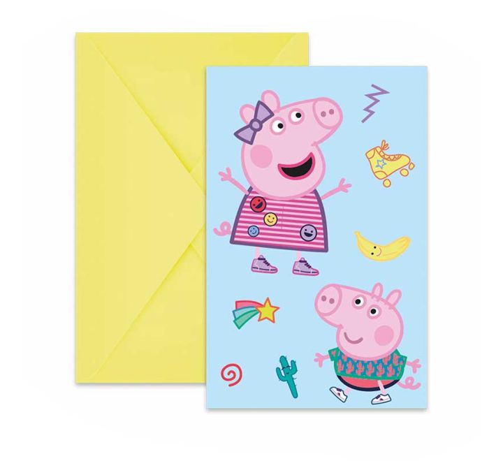 6 pack peppa pig messy play invitations kids party stationery