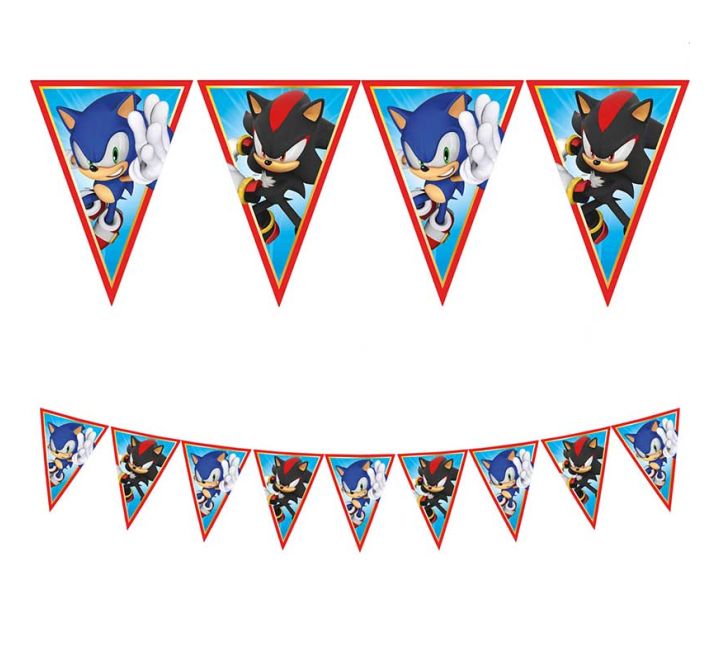 sonic paper triangle flag banner party decoration