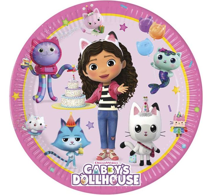 8 pack 23cm Gabby's Dollhouse paper plates party tableware