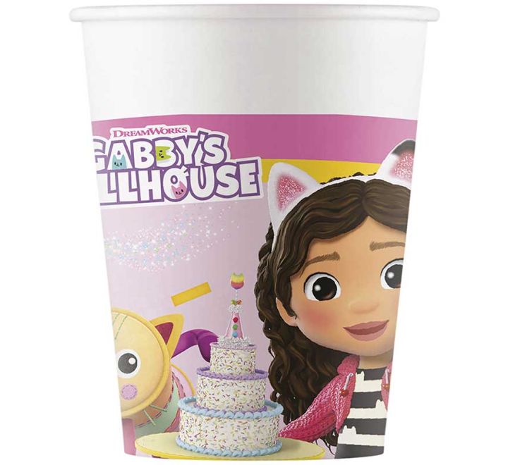 8 pack 200ml Gabby's Dollhouse paper cups party tableware