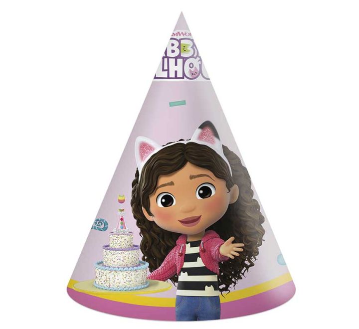 6 pack Gabby's Dollhouse paper party hats kids party accessories