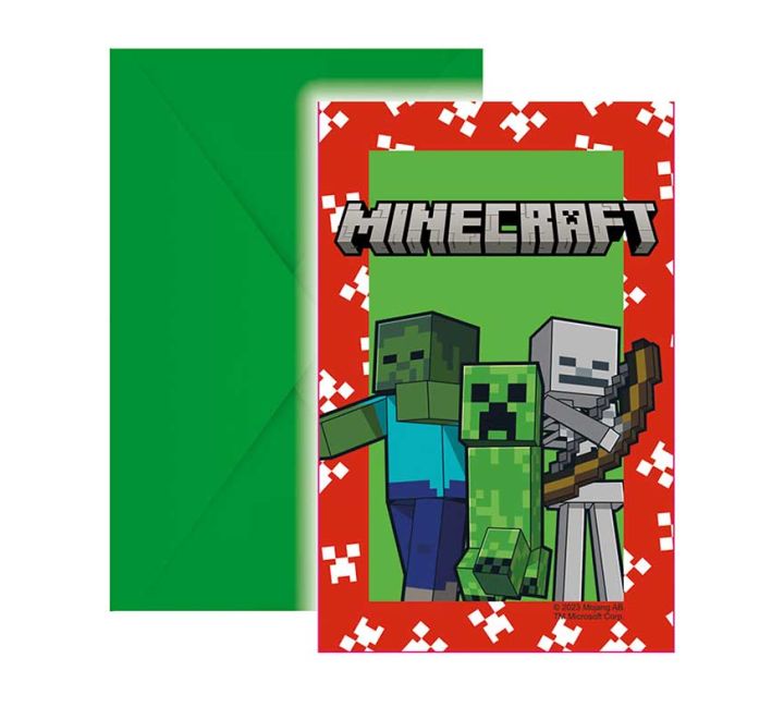 6pk Minecraft Party Invitations