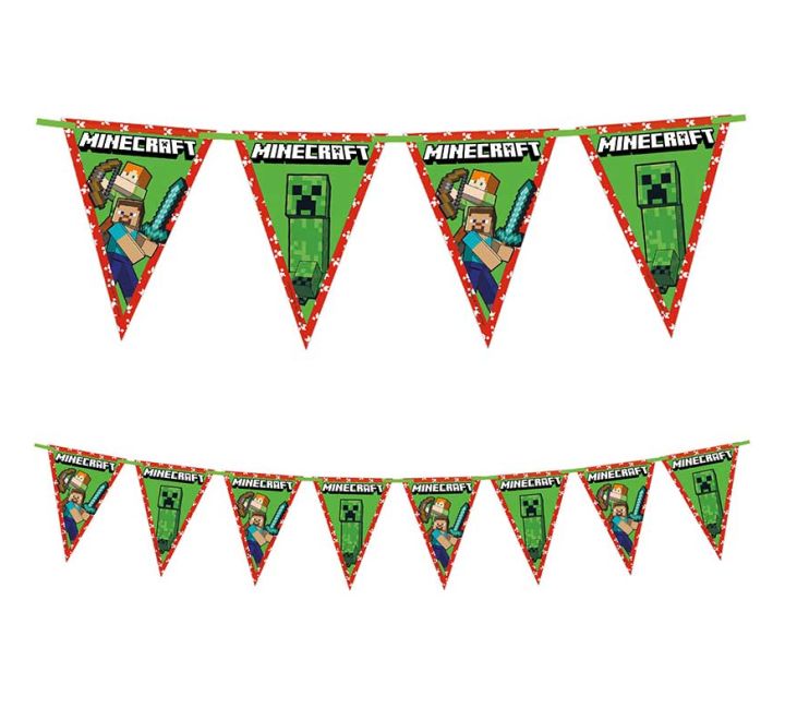minecraft paper triangle flag banner party decoration
