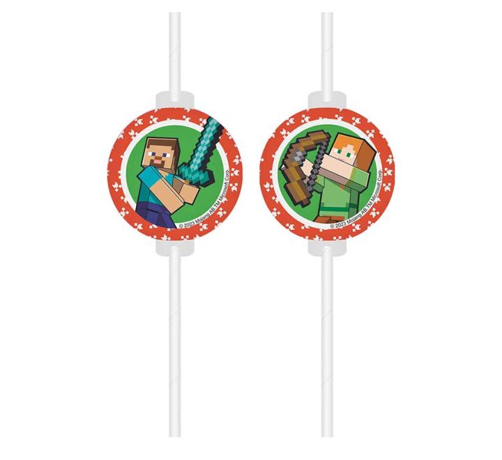 4 pack minecraft drinking straws party table accessory