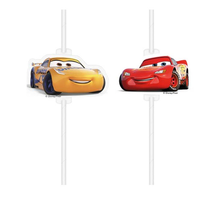4 pack disney cars medallion paper drinking straws party supplies