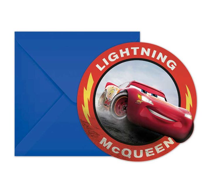 6 pack disney cars invitations envelopes kids party stationery