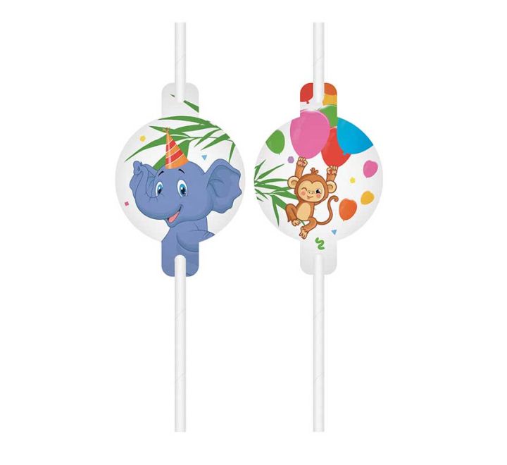 Jungle Animals Paper Drinking Straws product photo