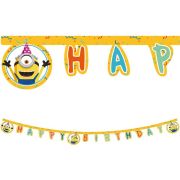 Minions The Rise of Gru Happy Birthday banner for children's birthday party decorations