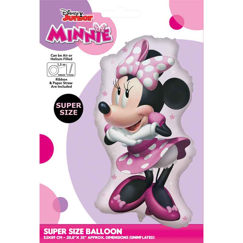 Minnie Mouse shaped foil balloon for Disney themed birthday party