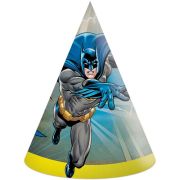 6pk Batman Rogue Rage paper party hats for superhero birthday celebrations