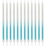 12 pack blue ombre tall skinny birthday candles for celebration cakes