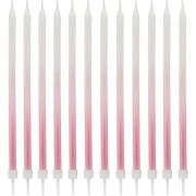 12 pack pink ombre tall skinny birthday candles for celebration cakes