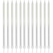 12 pack silver ombre tall skinny birthday candles for celebration cakes