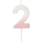 Pink ombre number 2 birthday cake candle